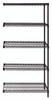 AD74-2160BK-5 Wire Shelving Add-On Kit, 60"W x 21"D x 74"H, 600 - 800 lb. capacity, includes (5) wire shelves, (2) posts and (10) S-Hooks, black epoxy antimicrobial finish, NSF, shipped KD