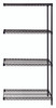 AD74-3672BK Wire Shelving Add-On Kit, 72"W x 36"D x 74"H, 600 - 800 lb. capacity, includes (4) wire shelves, (2) posts and (8) S-Hooks, black epoxy antimicrobial finish, NSF, shipped KD