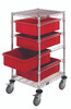 BC212434M1RD Bin Cart, mobile, 21"W x 24"L x 45"H, includes: (2) wire shelves, (4) 22-1/2"L x 17-1/2"W x 6"H (DG93060) red bin and set of casters, chrome plated finish