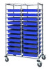 BC214069M2DBL Bin Cart, mobile, double bay, 24"W x 40"L x 69"H, includes: (22) 22-1/2"L x 17-1/2"W x3"H  (DG93030) blue bin, chrome plated finish, shipped KD