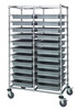BC214069M2DGY Bin Cart, mobile, double bay, 24"W x 40"L x 69"H, includes: (22) 22-1/2"L x 17-1/2"W x3"H  (DG93030) gray bin, chrome plated finish, shipped KD