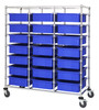 BC216069M1TBL Bin Cart, mobile, triple bay, 24"W x 60"L x 69"H, includes: (21) 22-1/2"L x 17-1/2"W x 6"H  (DG93060) blue bin, chrome plated finish, shipped KD