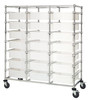 BC216069M1TCL Bin Cart, mobile, triple bay, 24"W x 60"L x 69"H, includes: (21) 22-1/2"L x 17-1/2"W x 6"H  (DG93060) clear bin, chrome plated finish, shipped KD
