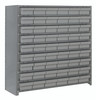 CL1239-401GY Shelving Unit, closed, 12"D x 36"L x 39"H, heavy duty, 400 lb. load capacity per shelf, includes: (10) shelves, (54) 11-5/8"L x 5-9/16"W x 2-1/8"H (QED401) clear black bins, uprights and cross bars, galvanized steel finish