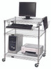 M2430CLAN Computer/LAN Workstation, 30"W x 24"D x 34"H, includes: (3) wire shelves, (4) posts, keyboard tray, document holder basket and (3) 3" poly stem casters, chrome plated finish, shipped KD