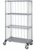 M2460CG46RE Mobile Enclosure Cart, 60"W x 24"D x 69"H, includes: (3) wire shelves, (1) solid galvanized steel shelf, (4) 63"H posts, rods and tabs kits, (4) donut bumpers, and (4) 5" thermoplastic resin casters (2 with brakes), chrome plated finish