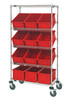 MWRS-5-92080RD Slanted Wire Shelving Cart 18"D x 36"W x 63"with 12 DG92080 Bins