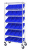 MWRS-7-108BL Slanted Wire Shelving Cart 18"D x 36"W x 74"with 24 QSB108 Bins