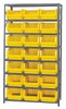 MSU-532YL Magnum Bin Steel Shelving, 42"W x 18"D x 75"H, includes: (8) shelves and (21) 19-3/4"L x 12-3/8"W x 7-7/8"H (QMS532) yellow bins, corrosion and rust resistant, Made in USA