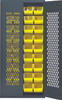 MESH-240YL Specialty Bin Cabinets, heavy-duty, mesh door model, 36"W x 18"D x 78"H, Includes: (36) 14-3/4"L x 8-1/4"W x 7"H (QUS240) yellow bin, 14-gauge all welded construction, gray finish, ships assembeled