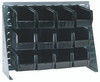 QBR-2721-230-12BK Bench Rack, 27-3/4"L x 8"W x 21"H, 16 gauge steel louvered model, includes: (12) 10-7/8"L x 5-1/2"W x 5"H black bins, gray enamel finish