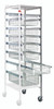 PS-A2475-8WB Partition Store Pull Out Basket Cart Add-On Unit with wire baskets, includes (1) frame, (4) cross bars, full extension slides, bottom dust cover and (2) 4" casters, (1) with brake, chrome plated finish