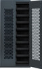 MESH-250BK Specialty Bin Cabinets, heavy-duty, mesh door model, 36"W x 18"D x 78"H, Includes: (18) 14-3/4"L x 16-1/2"W x 7"H (QUS250) black bin, 14-gauge all welded construction, gray finish, ships assembeled