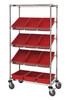 MWRS-5-92035RD Slanted Wire Shelving Cart 18"D x 36"W x 63"with 12 DG92035 Bins