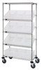 MWRS-5-92060CL Slanted Wire Shelving Cart 18"D x 36"W x 63"with 12 DG92060 Bins