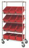 MWRS-5-92060RD Slanted Wire Shelving Cart 18"D x 36"W x 63"with 12 DG92060 Bins