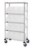 MWRS-5-92080CL Slanted Wire Shelving Cart 18"D x 36"W x 63"with 12 DG92080 Bins