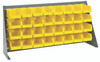 QBR-3619-220-32YL Bench Rack, 36"L x 8"W x 19"H, 16 gauge steel louvered model, includes: (32) 7-3/8"L x 4-1/8"W x 3"H yellow bins, gray enamel finish