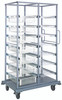 PS-DBC-7WB7SWT Partition Store Double Bay Cart with wire baskets and shelves, 44"W x 29-1/2"D x 74-1/2"H, includes: (7) 5" wire baskets, (7) shelves and (50) hanging label tags, white finish