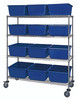 MWR4-2419-9BL Bin System Unit, mobile, 60"W x 24"D x 69"H, includes (4) wire shelves, (12) 24-1/2"L x 19"W x 9-1/2"H (TUB2419-9) blue bin and (4) 5" swivel casters, (2) with brake, chrome plated finish, shipped KD