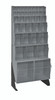 QFS148-38GY Tip Out Bin Floor Stand, single sided, 10"D x 23-5/8"W x 52"H, includes: (1) QTB302, (1) QTB303, (1) QTB304, (1) QTB305, (1) QTB306 and (2) QTB309 gray bins, 14 gauge steel, black coated finish