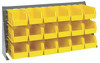 QBR-3619-230-18YL Bench Rack, 36"L x 8"W x 19"H, 16 gauge steel louvered model, includes: (18) 10-7/8"L x 5-1/2"W x 5"H yellow bins, gray enamel finish