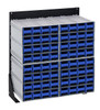 QIC-124-161BL Interlocking Storage Cabinets Floor Stand, single sided, 12"D x 23-5/8"W x 28"H, 300 lbs. load capacity, includes: (4) QIC-161, (64) blue drawers, 14 gauge steel, black coated finish