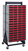 QIC-248-83RD Interlocking Storage Cabinets Floor Stand, double sided, 24"D x 23-5/8"W x 52"H, 750 lbs. load capacity, includes: (16) QIC-83, (128) red drawers, 14 gauge steel, black coated finish