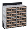 QIC-124-161IV Interlocking Storage Cabinets Floor Stand, single sided, 12"D x 23-5/8"W x 28"H, 300 lbs. load capacity, includes: (4) QIC-161, (64) ivory drawers, 14 gauge steel, black coated finish
