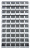 QLP-3661-230-60CL Louvered Panel, wall mounted, 36"L x 11"D x 61"H, includes: (60) QUS230, clear bins, heavy-duty 16 gauge cold rolled steel, gray enamel coated finish (mounting hardware not included)