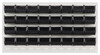 QLP-3619HC-210-32BK Louvered Panel, wall mounted, 36"L x 6"D x 19"H, includes: (32) QUS210, black bins, heavy-duty 16 gauge cold rolled steel, oyster white enamel coated finish (mounting hardware not included)