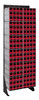 QIC-170-122RD Interlocking Storage Cabinets Floor Stand, single sided, 12"D x 23-5/8"W x 75"H, 300 lbs. load capacity, includes: (12) QIC-122, (144) red drawers, 14 gauge steel, black coated finish