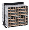 QIC-224-122IV Interlocking Storage Cabinets Floor Stand, double sided, 24"D x 23-5/8"W x 28"H, 750 lbs. load capacity, includes: (8) QIC-122, (96) ivory drawers, 14 gauge steel, black coated finish