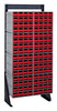 QIC-148-161RD Interlocking Storage Cabinets Floor Stand, single sided, 12"D x 23-5/8"W x 52"H, 300 lbs. load capacity, includes: (8) QIC-161, (128) red drawers, 14 gauge steel, black coated finish