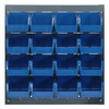 QLP-1819-220-16BL Louvered Panel, wall mounted, 18"L x 8"D x 19"H, includes: (16) QUS220, blue bins, heavy-duty 16 gauge cold rolled steel, gray enamel coated finish (mounting hardware not included)