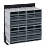 QIC-124-64GY Interlocking Storage Cabinets Floor Stand, single sided, 12"D x 23-5/8"W x 28"H, 300 lbs. load capacity, includes: (4) QIC-64, (24) gray drawers, 14 gauge steel, black coated finish