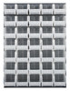 QLP-4861-240-35CL Louvered Panel, wall mounted, 48"L x 15"D x 61"H, includes: (35) QUS240, clear bins, heavy-duty 16 gauge cold rolled steel, gray enamel coated finish (mounting hardware not included)
