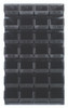 QLP-3661-240-28BK Louvered Panel, wall mounted, 36"L x 15"D x 61"H, includes: (28) QUS240, black bins, heavy-duty 16 gauge cold rolled steel, gray enamel coated finish (mounting hardware not included)