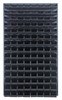 QLP-3661-220-120BK Louvered Panel, wall mounted, 36"L x 8"D x 61"H, includes: (120) QUS220, black bins, heavy-duty 16 gauge cold rolled steel, gray enamel coated finish (mounting hardware not included)