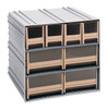 QIC-4244IV Interlocking Storage Cabinets, 11-3/8"D x 11-3/4"W x 11"H, includes: (4) IDR202 and (4) IDR204, windows and (2) dividers per drawer, cabinets interlock horizontally and vertically or can be mounted on wall, ivory drawers
