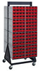 QIC-248-161RD Interlocking Storage Cabinets Floor Stand, double sided, 24"D x 23-5/8"W x 52"H, 750 lbs. load capacity, includes: (16) QIC-161, (256) red drawers, 14 gauge steel, black coated finish