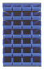 QLP-3661-240-28BL Louvered Panel, wall mounted, 36"L x 15"D x 61"H, includes: (28) QUS240, blue bins, heavy-duty 16 gauge cold rolled steel, gray enamel coated finish (mounting hardware not included)