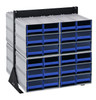 QIC-224-64BL Interlocking Storage Cabinets Floor Stand, double sided, 24"D x 23-5/8"W x 28"H, 750 lbs. load capacity, includes: (8) QIC-64, (48) blue drawers, 14 gauge steel, black coated finish