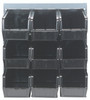 QLP-1819-230-9BK Louvered Panel, wall mounted, 18"L x 11"H, includes: (9) QUS230, black bins, heavy-duty 16 gauge cold rolled steel, gray enamel coated finish (mounting hardware not included)