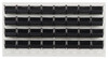 QLP-3619HC-220-32BK Louvered Panel, wall mounted, 36"L x 8"D x 19"H, includes: (32) QUS220, black bins, heavy-duty 16 gauge cold rolled steel, oyster white enamel coated finish (mounting hardware not included)