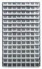 QLP-3661-220-120CL Louvered Panel, wall mounted, 36"L x 8"D x 61"H, includes: (120) QUS220, clear bins, heavy-duty 16 gauge cold rolled steel, gray enamel coated finish (mounting hardware not included)