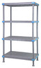 QP183050SS-4 Millenia Shelving Unit, 30"W x 18"D x 50"H, 2000 lbs load capacity, includes: (4) solid shelves with removable shelf mats and (4) posts, all polymer, rust proof, gray finish, NSF, Made in USA