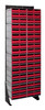 QIC-170-64RD Interlocking Storage Cabinets Floor Stand, single sided, 12"D x 23-5/8"W x 75"H, 300 lbs. load capacity, includes: (12) QIC-64, (72) red drawers, 14 gauge steel, black coated finish