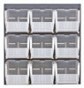 QLP-1819-230-9CL Louvered Panel, wall mounted, 18"L x 11"H, includes: (9) QUS230, clear bins, heavy-duty 16 gauge cold rolled steel, gray enamel coated finish (mounting hardware not included)