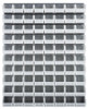 QLP-4861-230-80CL Louvered Panel, wall mounted, 48"L x 11"D x 61"H, includes: (80) QUS230, clear bins, heavy-duty 16 gauge cold rolled steel, gray enamel coated finish (mounting hardware not included)
